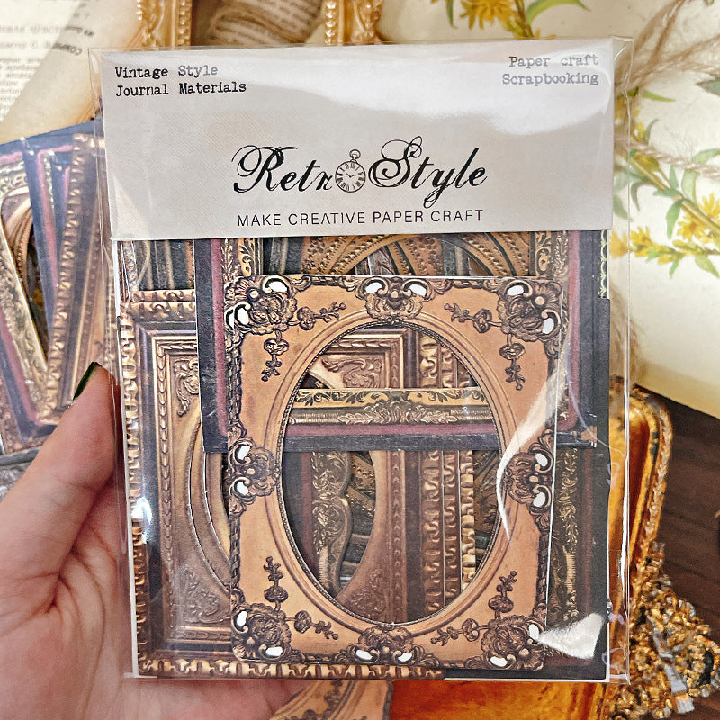 Retro Hollow Border Material Paper – Card Material Background Paper, 30 Sheets - ViktaShop
