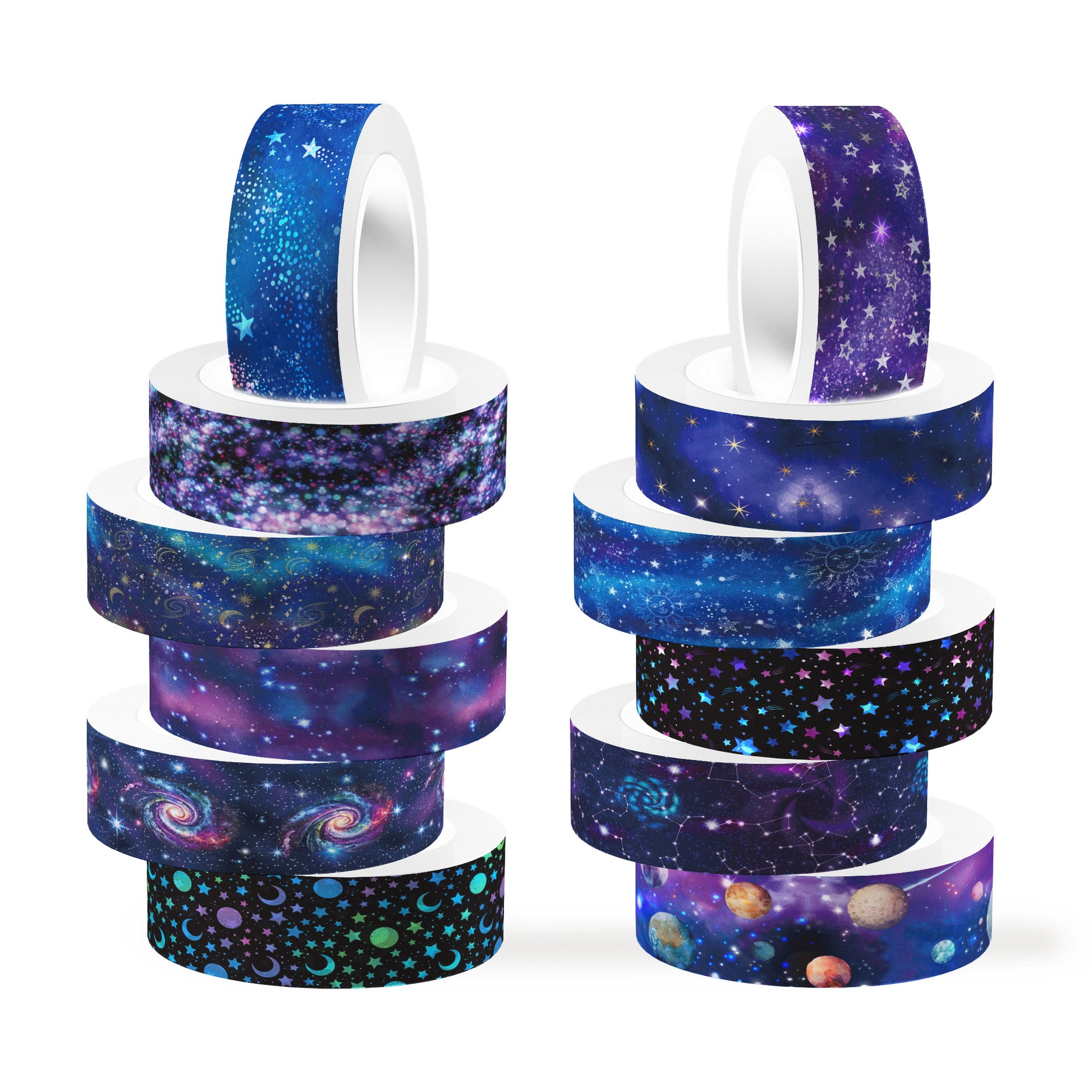 Galaxy & Starry Sky Washi Tape – Transparent Space Theme Roll, 5m - ViktaShop