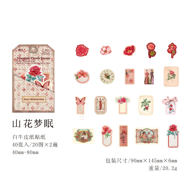 Flower Borderless Material Pack – Flower Old Stories Series, 40 Pcs - ViktaShop