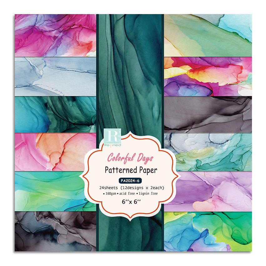 Colorful days DIY Photo Album Junk Journal Pattern Paper - 24 Sheets - ViktaShop