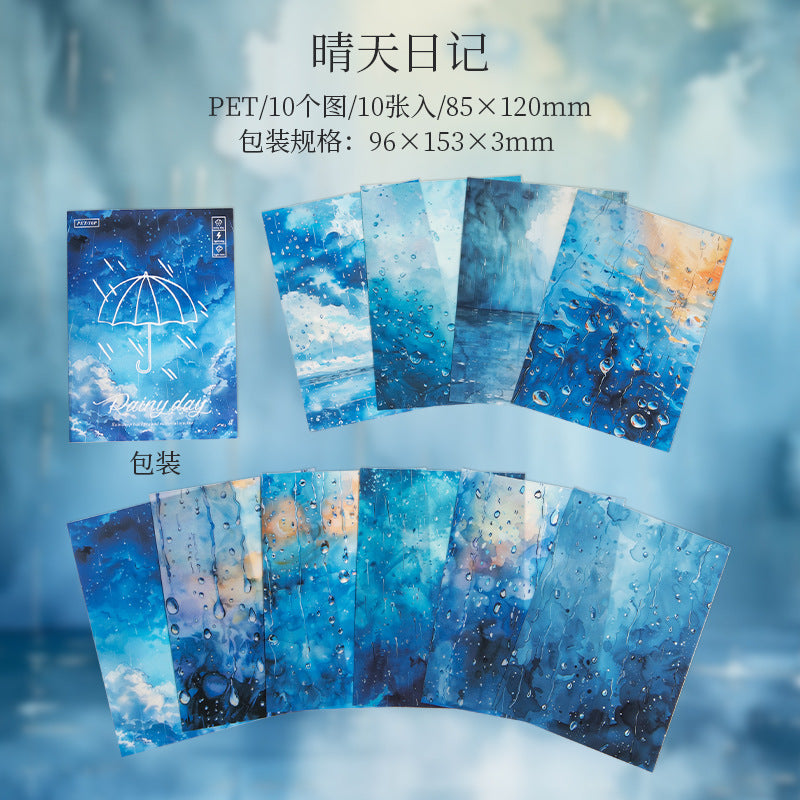 Rainy season time PET stickers 10 psc