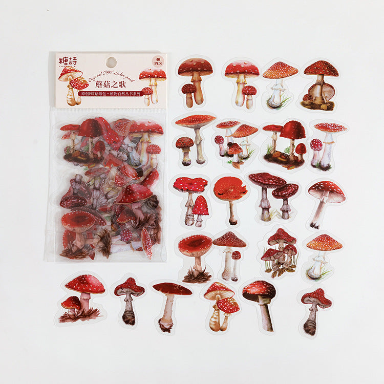 Flower PET Stickers – Floral Themed Stickers, 40 Pcs - ViktaShop