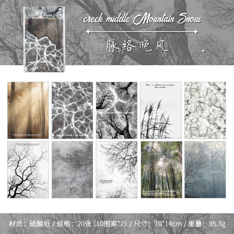 Acid Paper Pack – Brook Mountain Snow Series, Ins Style Collage Base Paper, 20 Sheets - ViktaShop