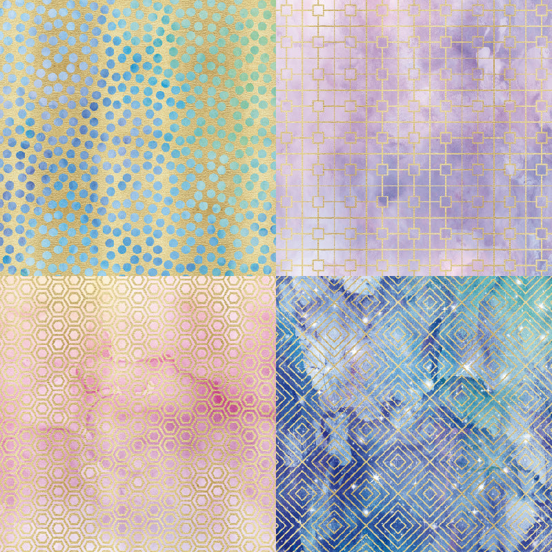 Purple Geometry Background Paper Single-Sided Pattern Paper - 24 Sheets - ViktaShop