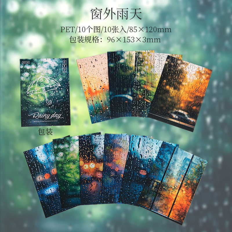 Rainy season time PET stickers 10 psc
