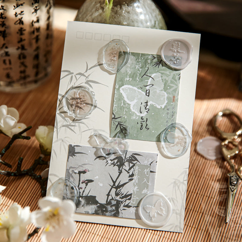 Floating Dream Illustrated Seal Stickers – Envelope & Gel Collage Material - ViktaShop