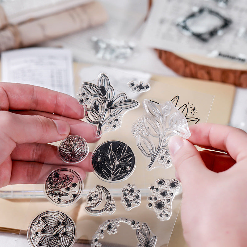 Transparent Retro Silicone Stamp Set – DIY English & Plant Designs - ViktaShop