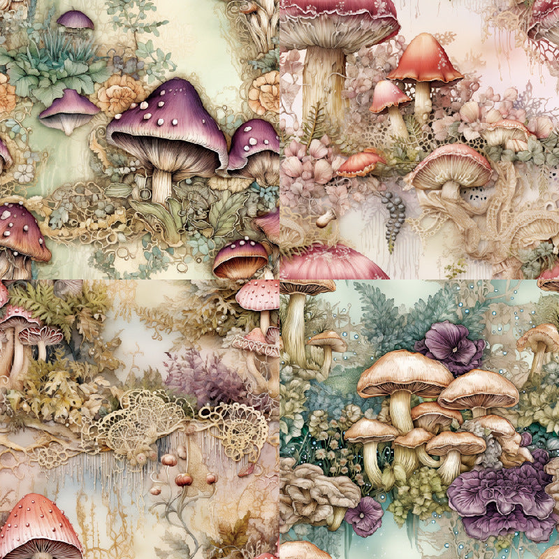 Mushrooms paper material background 10 sheets