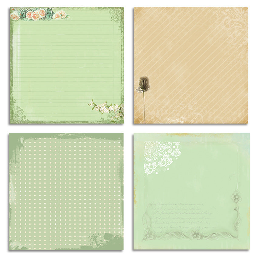 Soft Green DIY Background Pattern Paper - 24 Sheets - ViktaShop