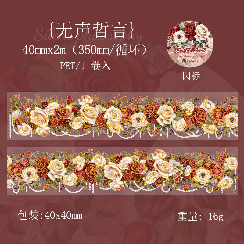 Flower Dream Rose Series – Transparent Waterproof PET Tape, 2m - ViktaShop