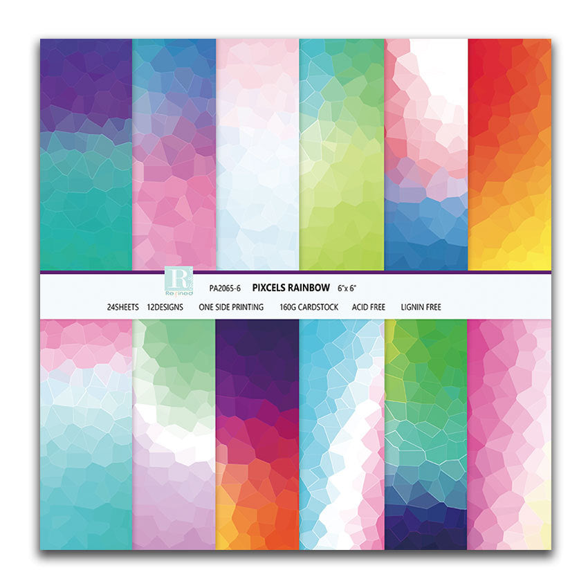Rainbow Background Pattern Paper - 24 Sheets - ViktaShop