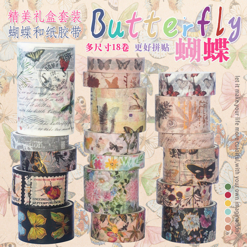 Butterfly Forest Plant Flower Retro Washi Tape – DIY Handbook Tape - ViktaShop