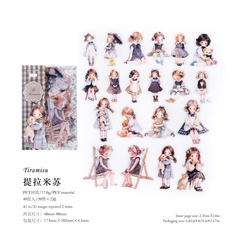 Doll Room Series Cute Girl Pet Stickers 40 Pcs
