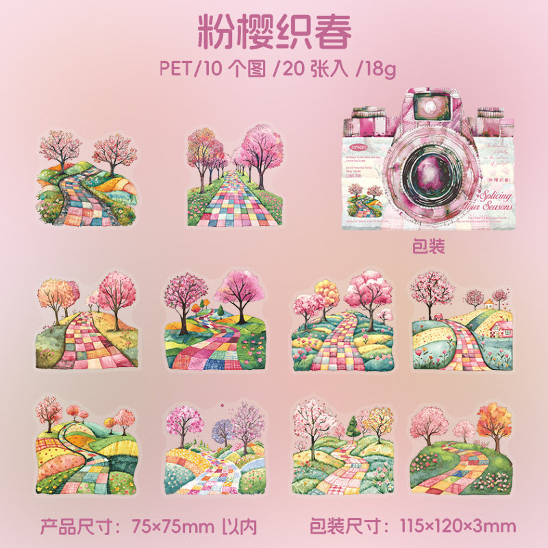 Four Seasons Series Splicing Landscaping Large Size Pet Sticker Pack 20 Psc