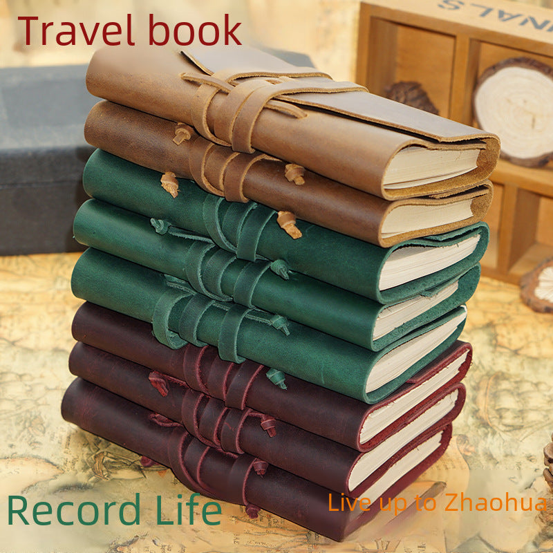 Genuine Cowhide Travel Notebook – Hand-Tied Rope Journal, 2 Options - ViktaShop