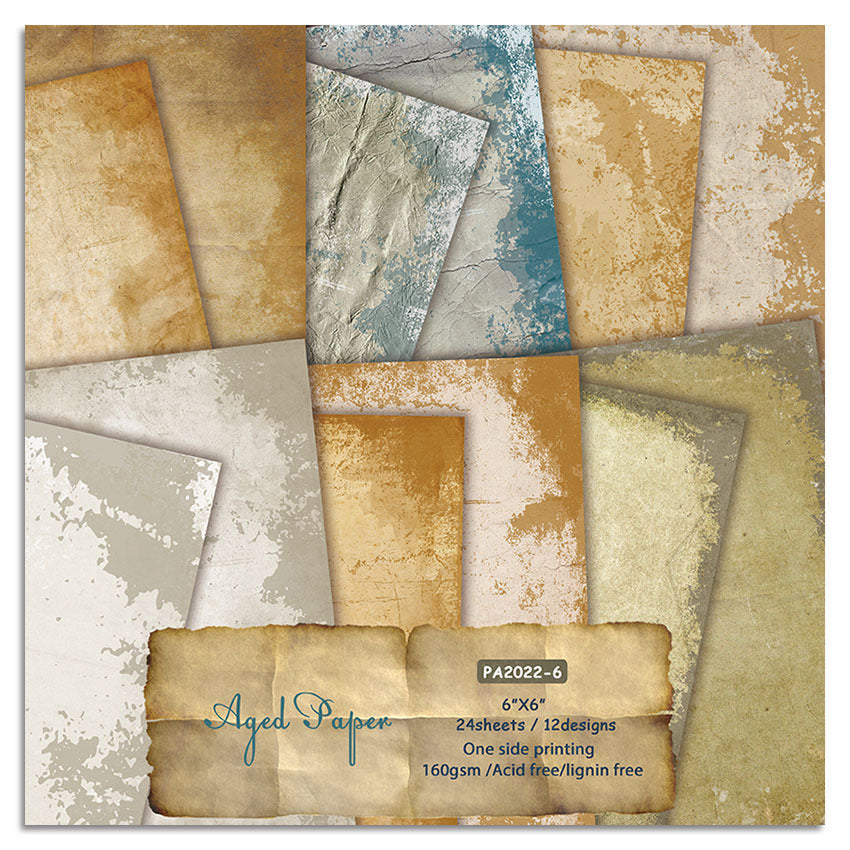 Aged Paper DIY Scrapbook & Junk Journal Pattern Paper - Single-Sided - 24 sheets - ViktaShop