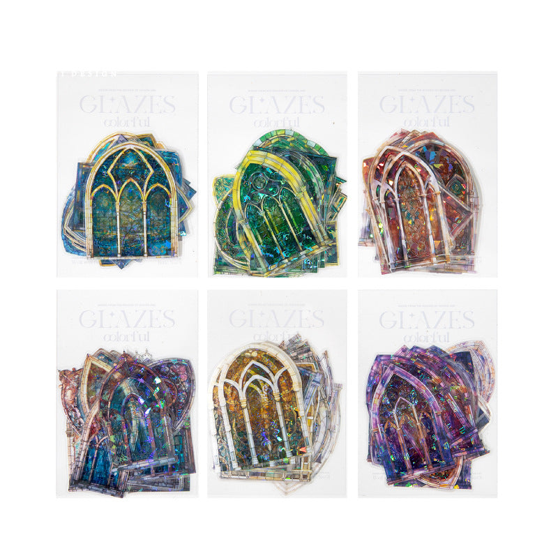 Colorful Glass Window – PET Sticker Pack, 6 Designs, 20 Pcs - ViktaShop