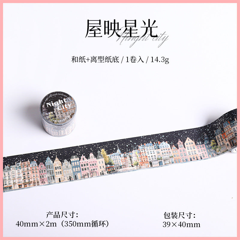 Hot Silver Landscaping Tape – Starry Night City, Dark Theme, 2m - ViktaShop