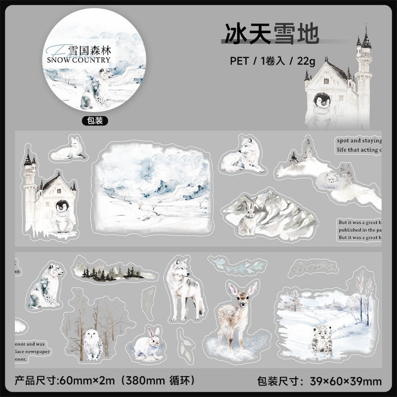 Snow Country Forest Series – PET Tape, Winter Landscape, 2m - ViktaShop