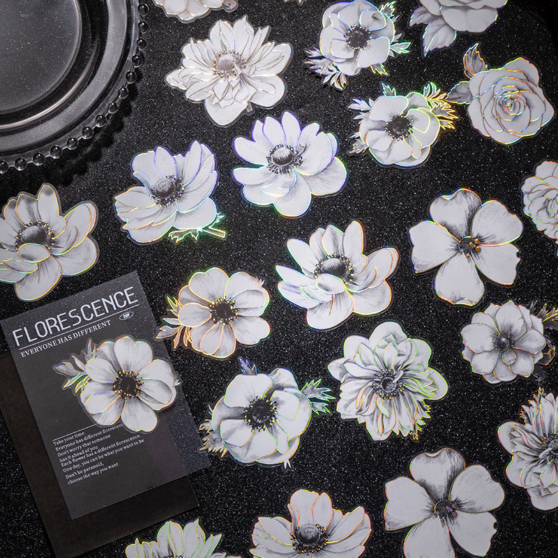 PET Stickers - Night Flowers Series, 20 Pcs - ViktaShop