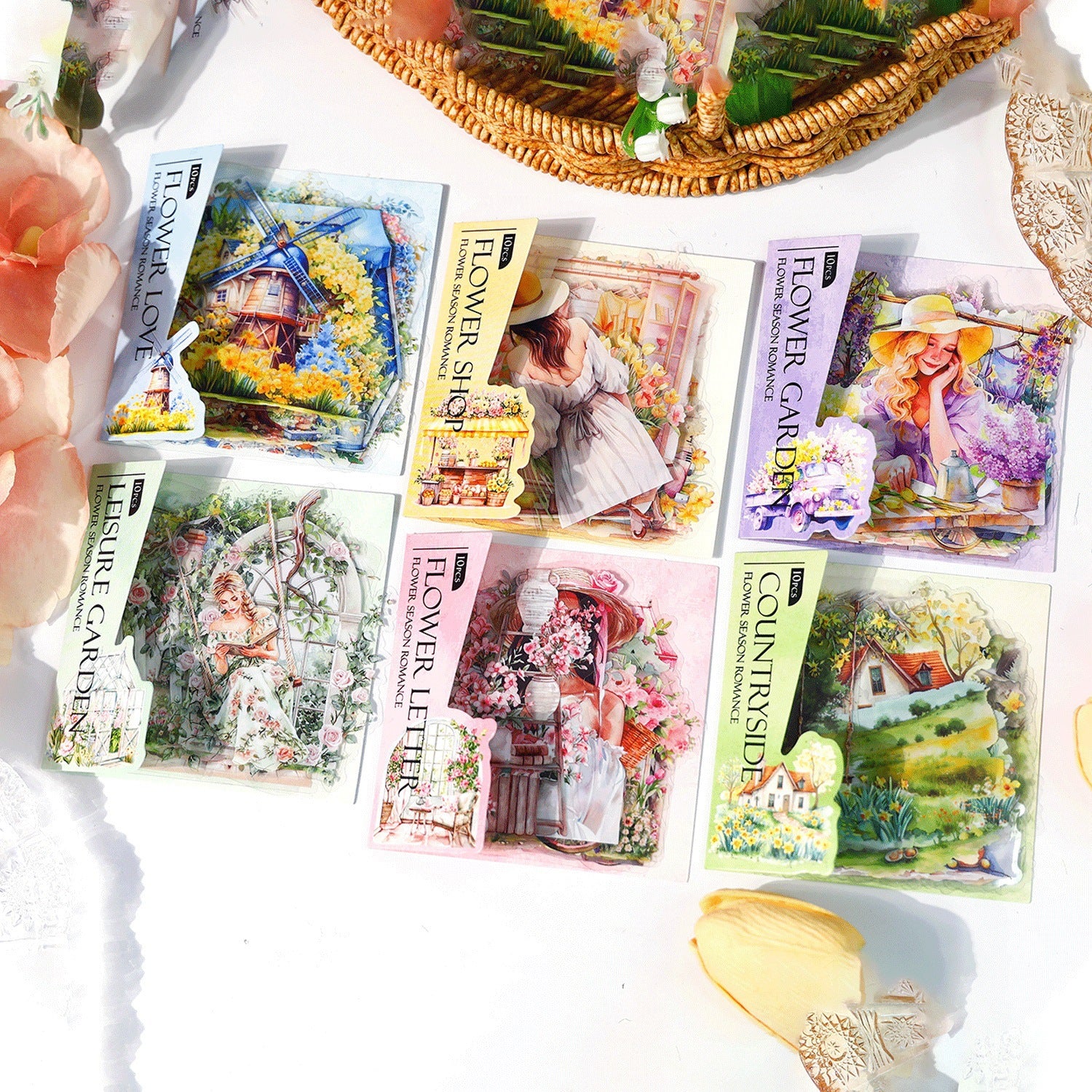 Ancient Forest PET Sticker Pack - Flower Season Romance Series, 10 Pcs - ViktaShop
