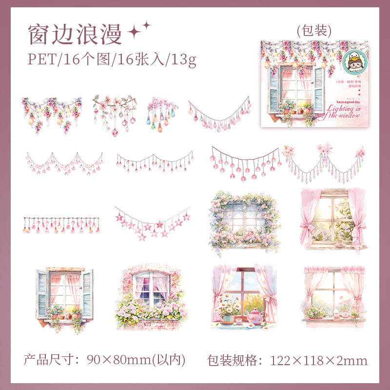 Double White Ink PET Sticker Pack - Window Frame Lighting, 6 Options - ViktaShop