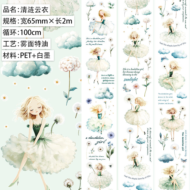 Cloud Flower PET Tape – Wave, Island, Girl Character Series - ViktaShop