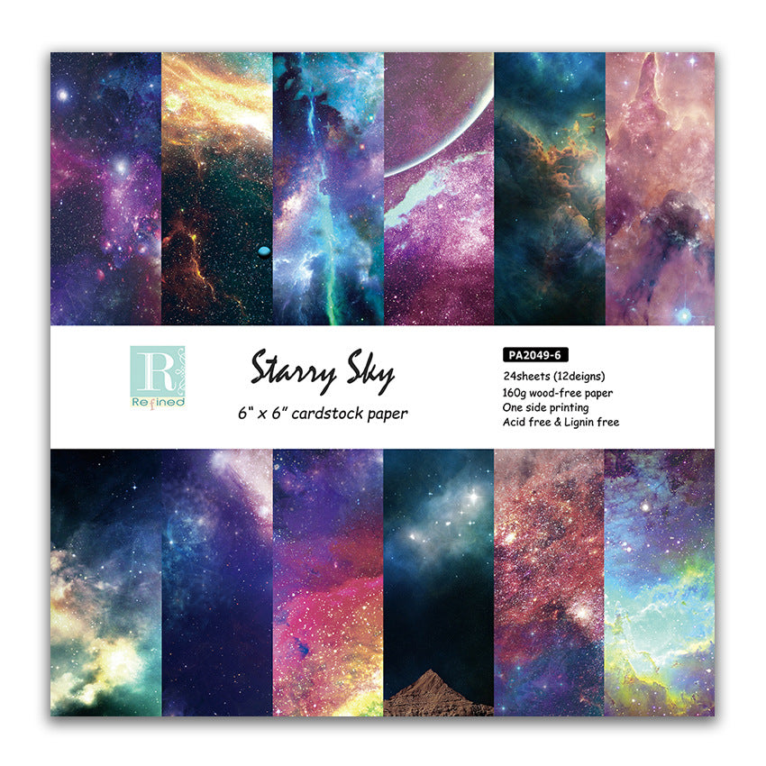 Starry Sky Single-Sided Pattern Paper - 24 Sheets - ViktaShop