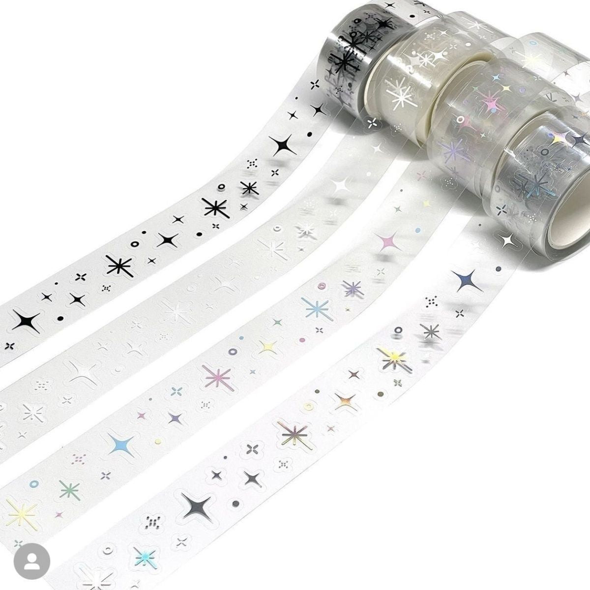 Korean PET Decorative Tape Roll – Star & Hot Silver Accents, 5m - ViktaShop