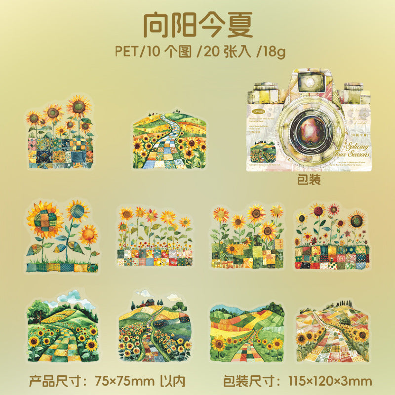 Four Seasons Series Splicing Landscaping Large Size Pet Sticker Pack 20 Psc