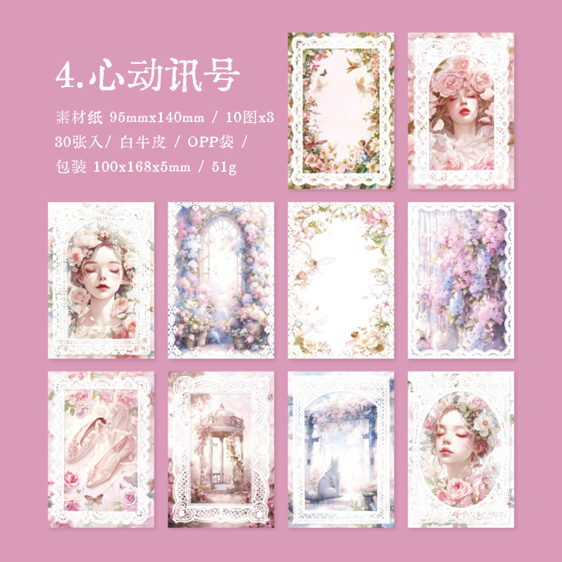Romantic Lace Character Series – Material Paper Collection, 30 Pcs - ViktaShop