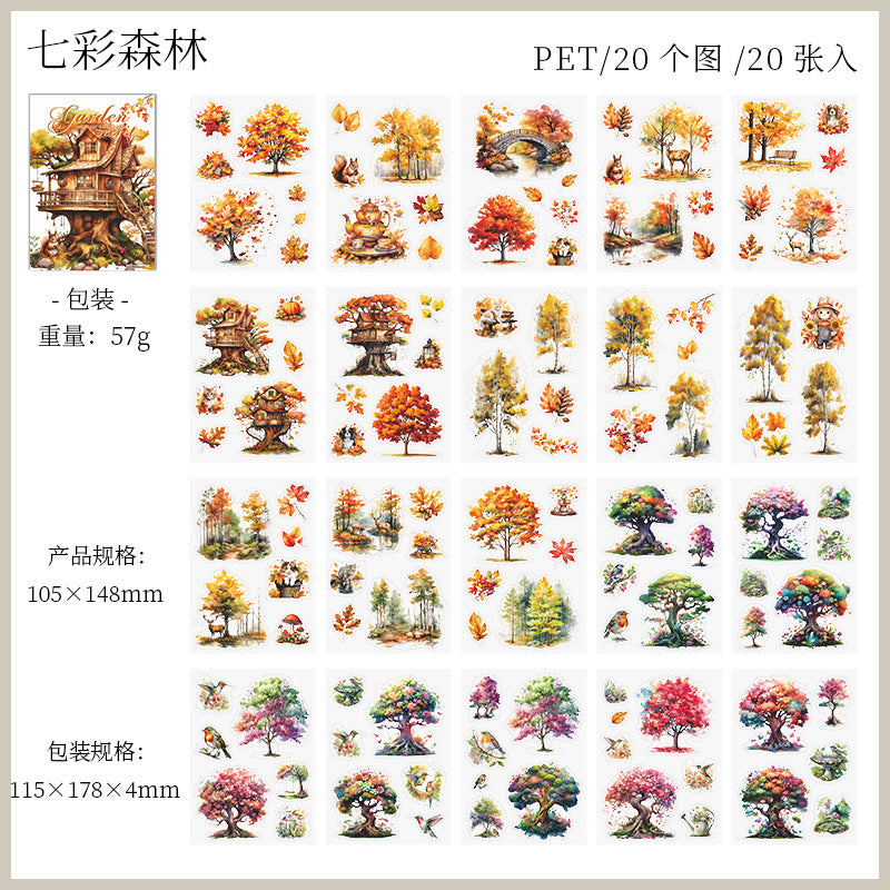 PET Sticker Book - My Secret Garden Series, 20 Pcs - ViktaShop