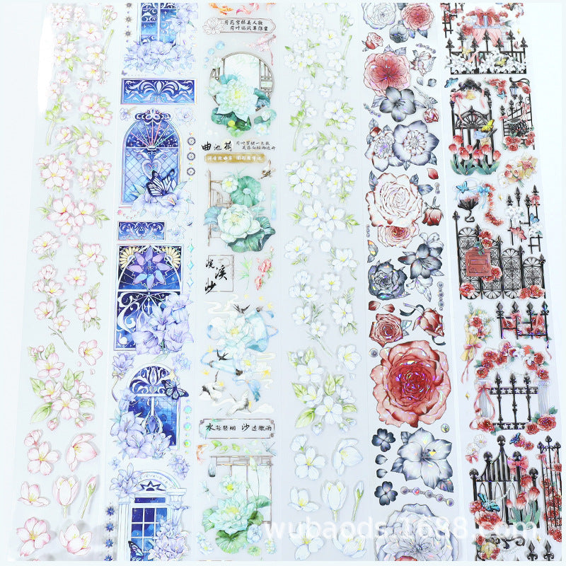 Plant Small Flowers PET Tape – Bright Decorative Collage Material, 2m - ViktaShop