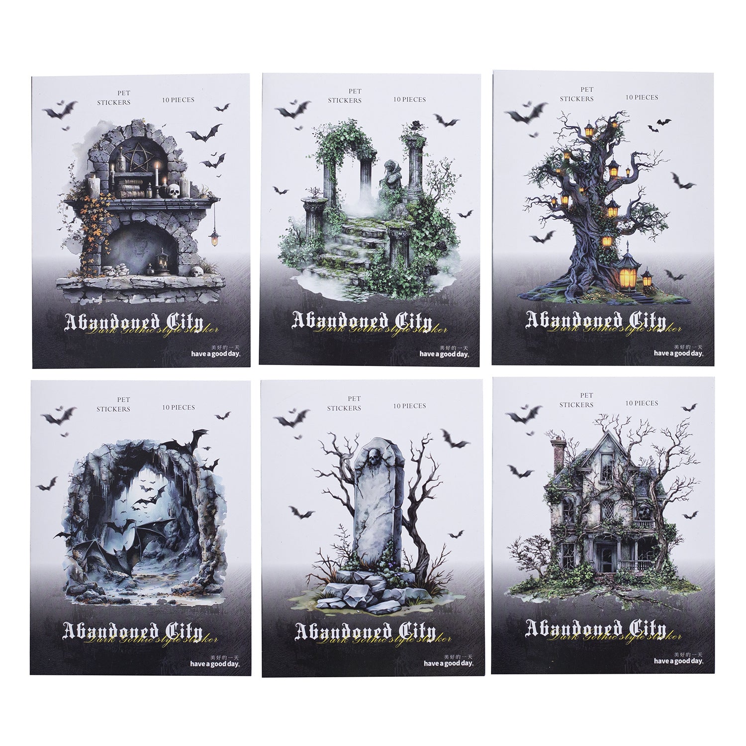 Deserted City Series Large Size Gothic Landscape PET Stickers, 10 Pcs - ViktaShop