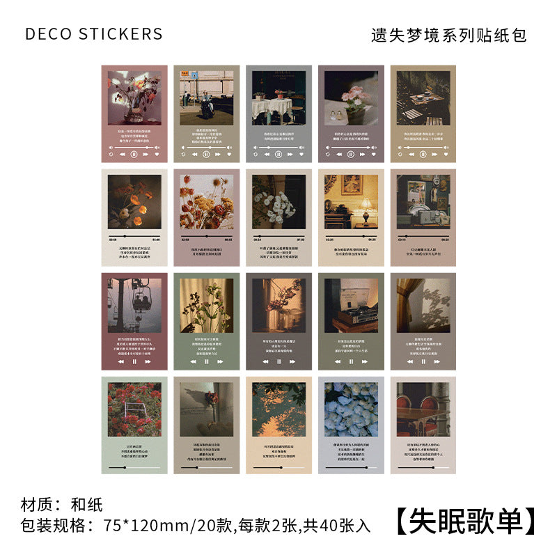 Lost Dream Paper Stickers - Retro Literary Series, 20 Pcs - ViktaShop