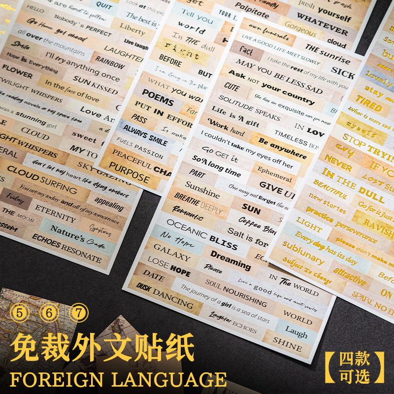 Retro English  sticker non-cutting decoration