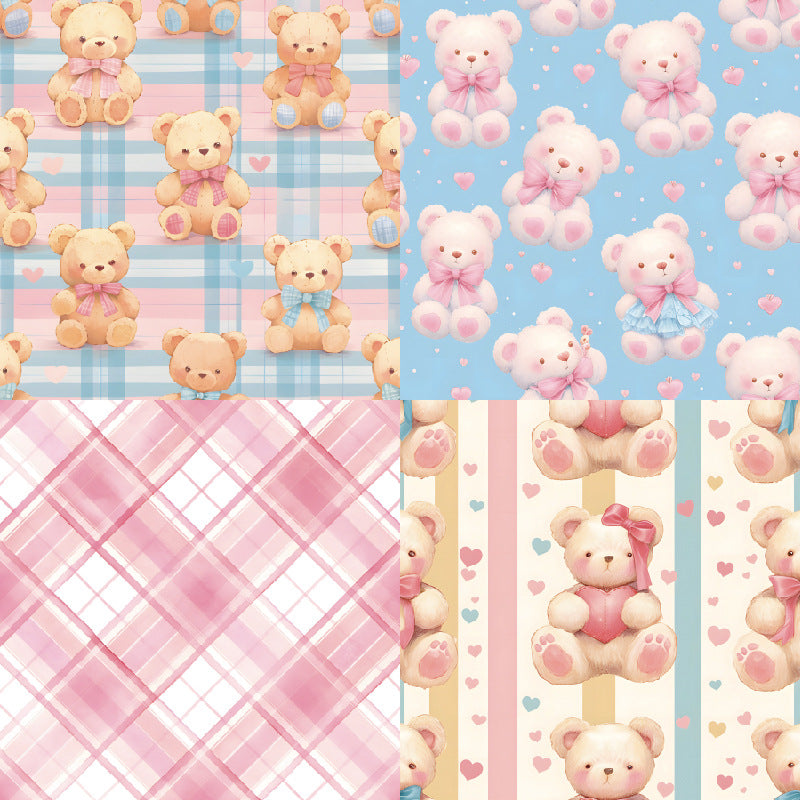 Cuddly Bears material paper background 10 sheets