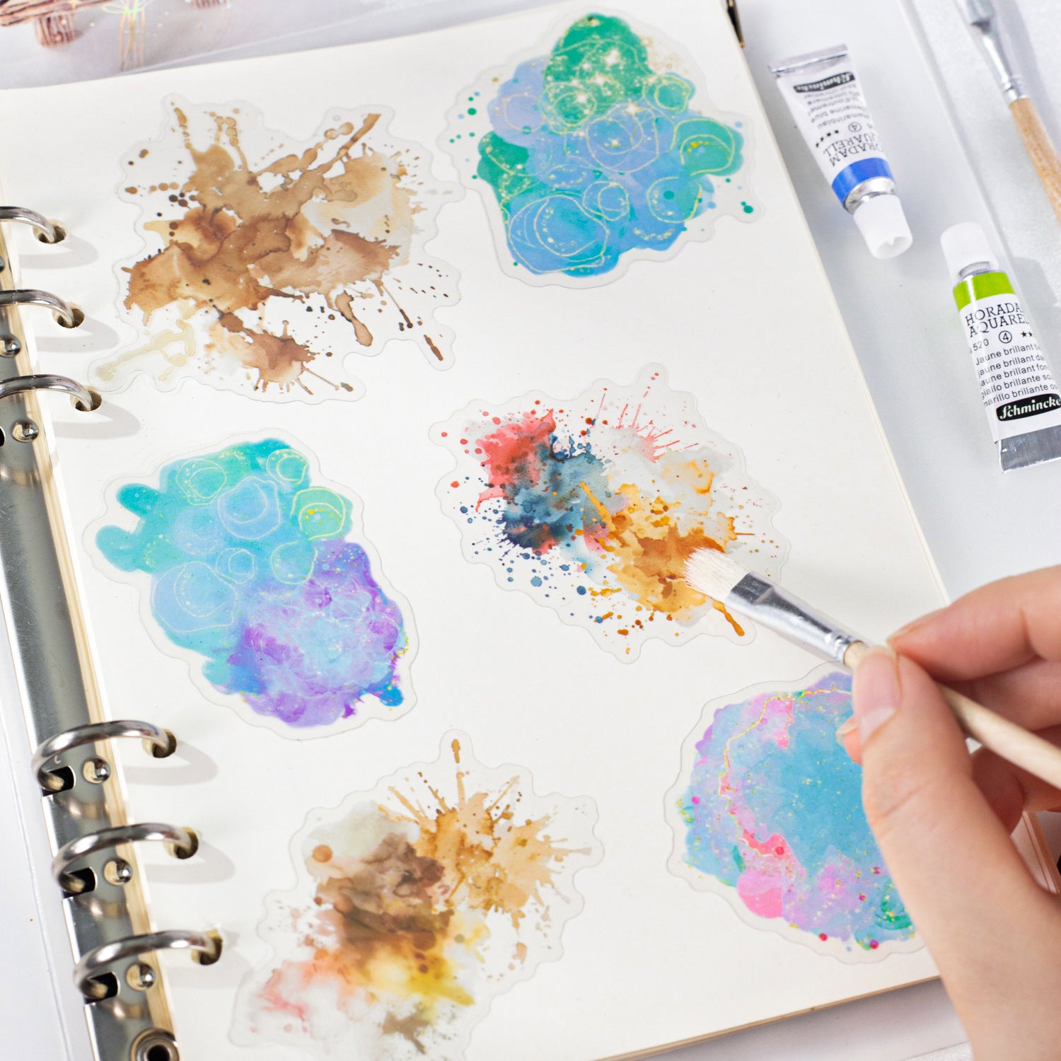 Gilded Series Watercolor Smudge PET Stickers, 15 Pcs - ViktaShop
