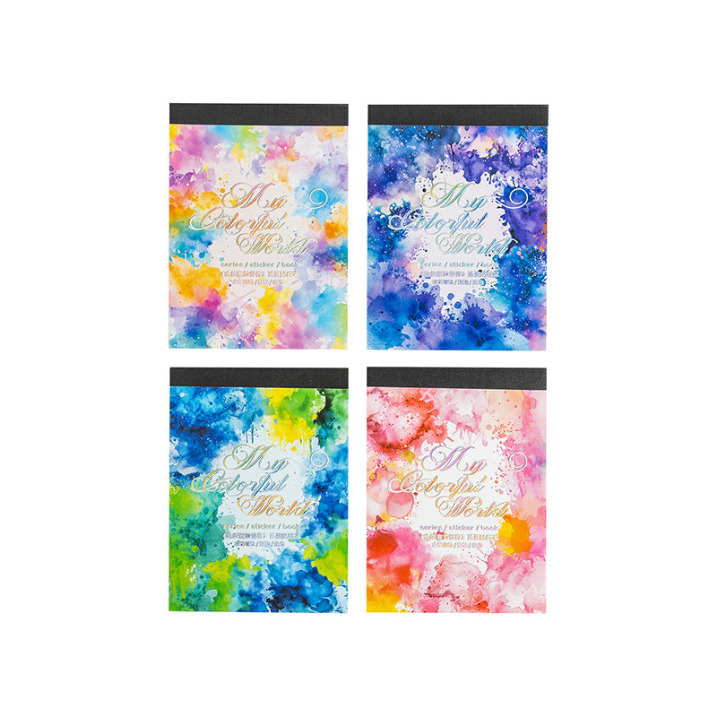 Colorful World Series Watercolor Die-Cut Sticker Book 4 Styles 18 Sheets