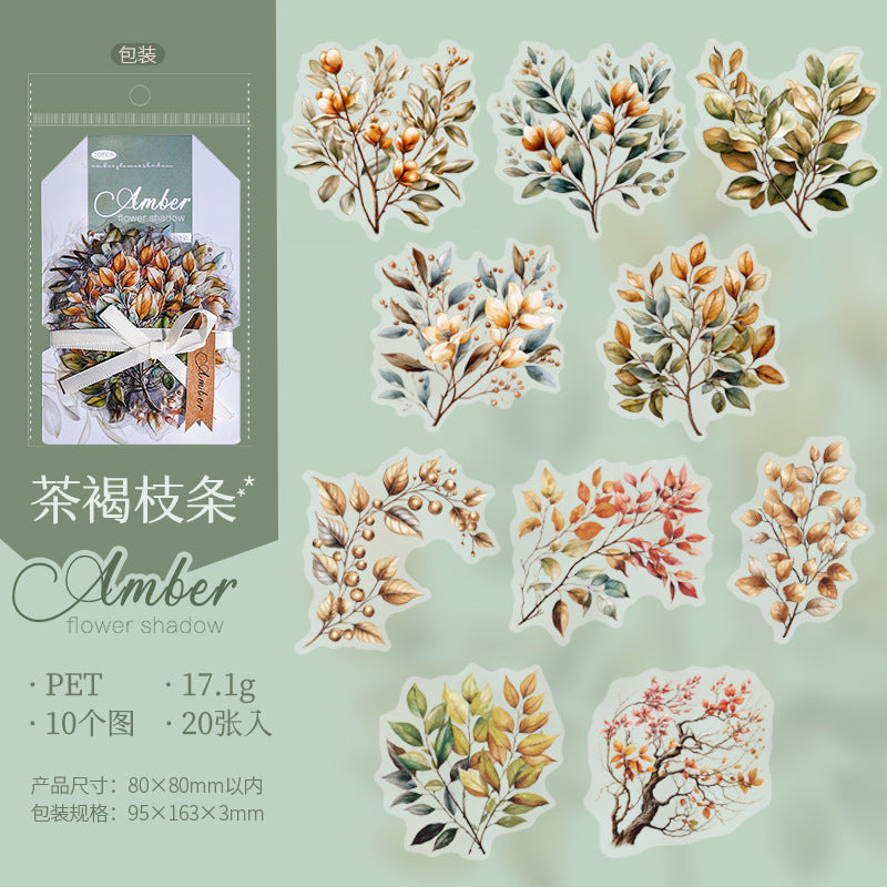 Amber Flower Shadow Series PET Stickers, 6 Options - ViktaShop