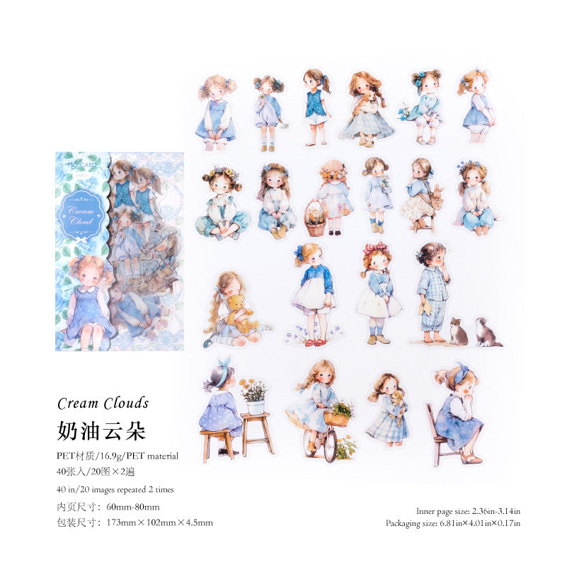 Doll Room Series Cute Girl Pet Stickers 40 Pcs