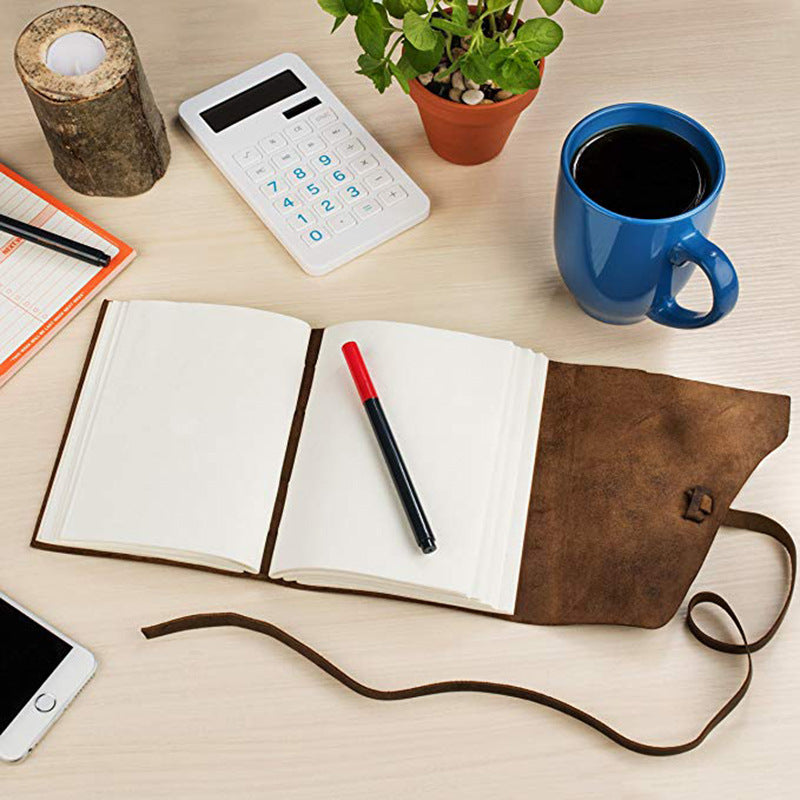 Brown Leather Hardcover Notebook – Travel Diary & Sketch Journal - ViktaShop