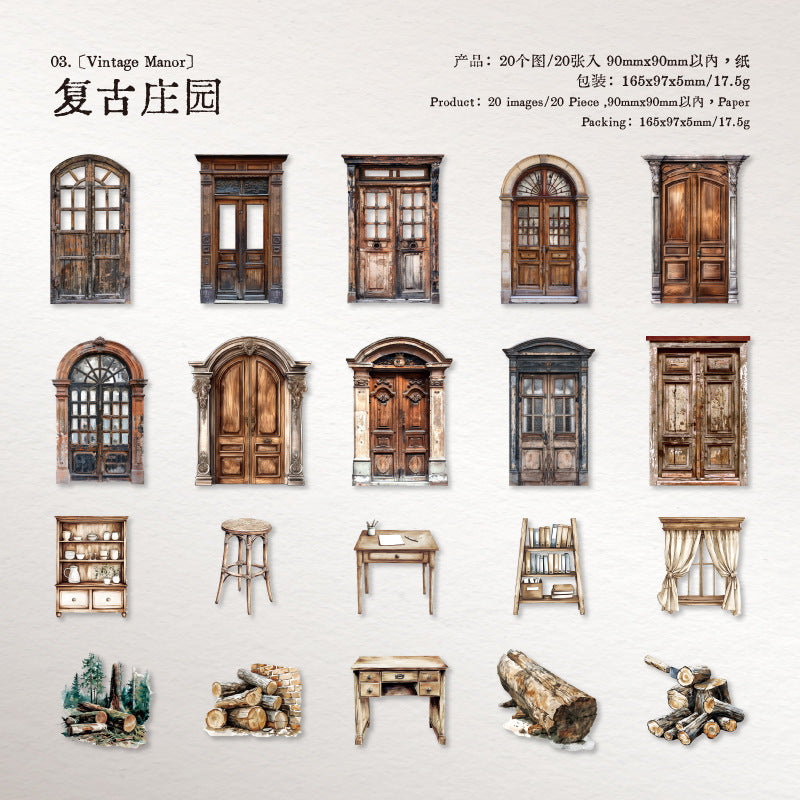 Hard Card Material Dream Manor Series Retro Paper 20 Pieces in 6 Styles