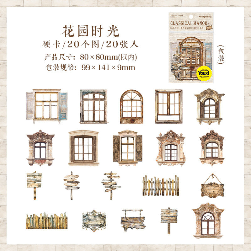 Hard Card Stickers – Classical Manor Series Retro Door & Window, 4 Options - ViktaShop
