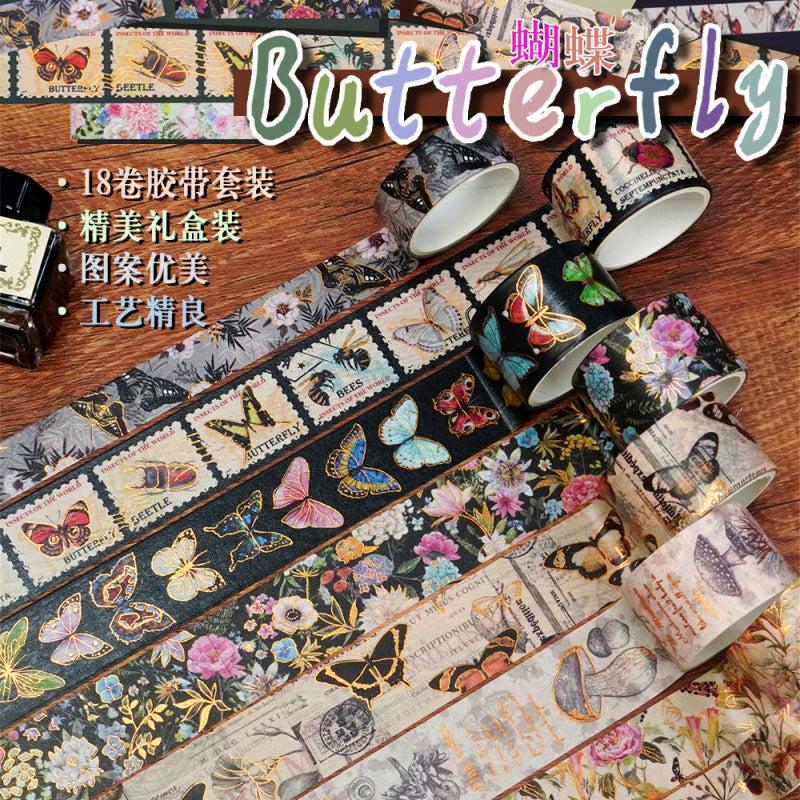 Butterfly Forest Plant Flower Retro Washi Tape – DIY Handbook Tape - ViktaShop