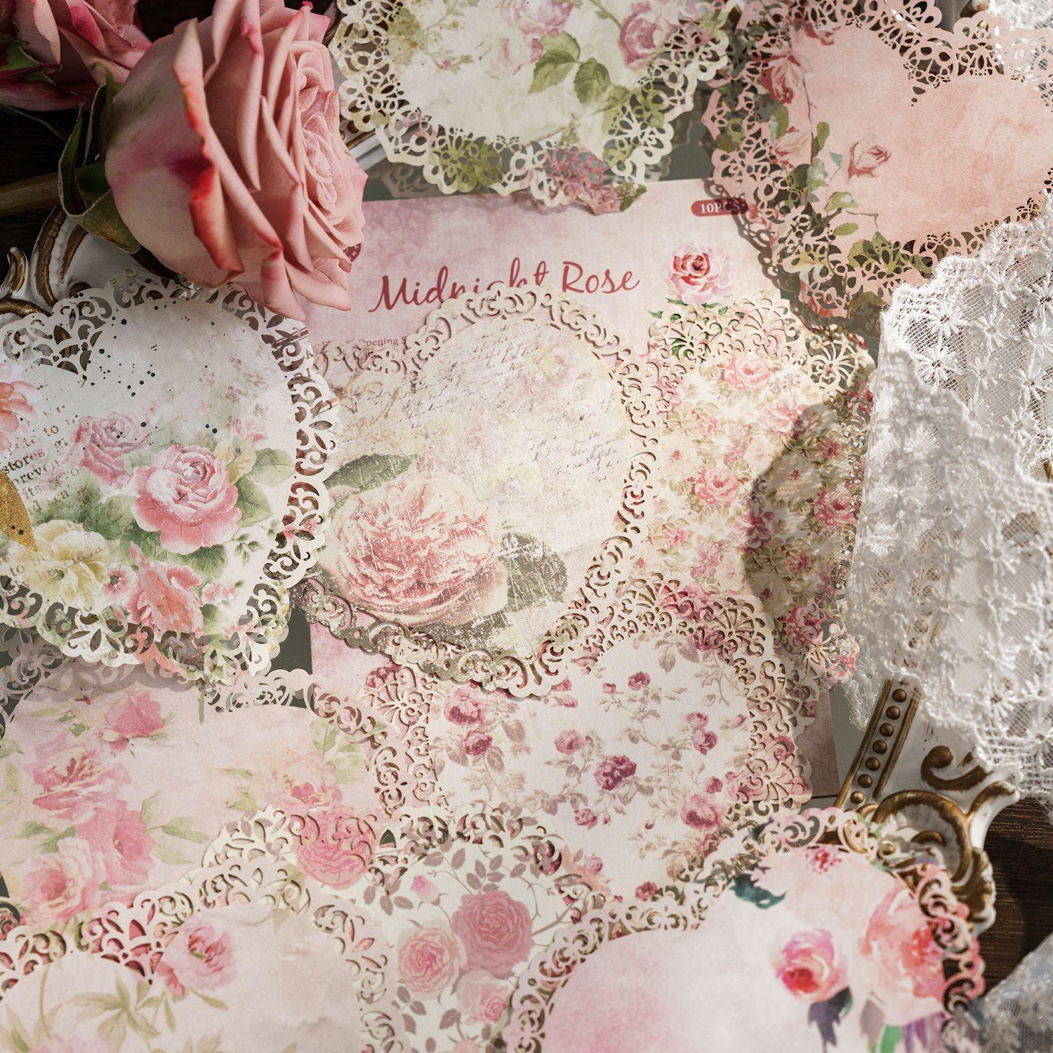 Lace Retro Art Floral Base Material Paper Notes, 10 Pcs - ViktaShop