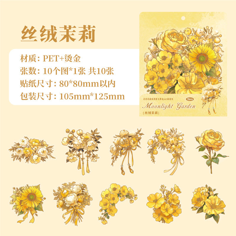 Moonlight Garden Series Retro Pet Stickers 6 Styles 10 psc