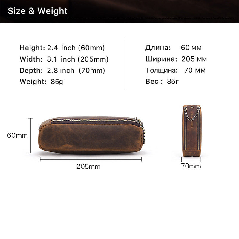 Vintage Leather Pencil Case – Handmade Large Capacity Double Zipper - ViktaShop