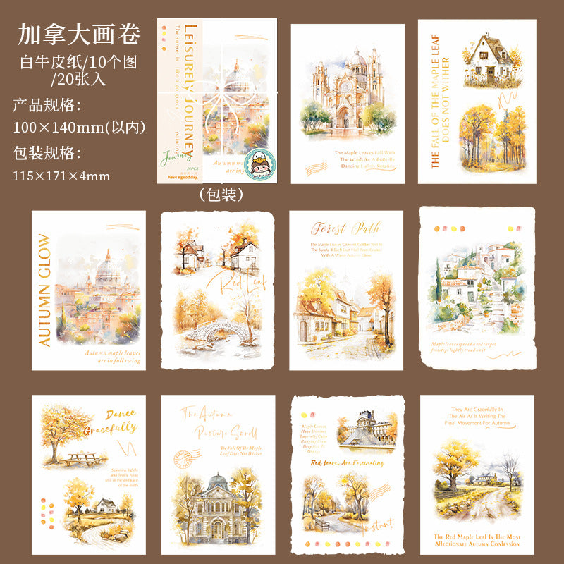 Watercolor Landscape Material Paper – Leisurely Journey Series, 20 Pcs - ViktaShop