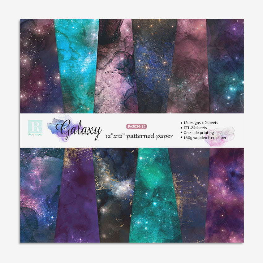 Galaxy DIY Photo Album Background Paper Pattern Paper - 24 Sheets - ViktaShop